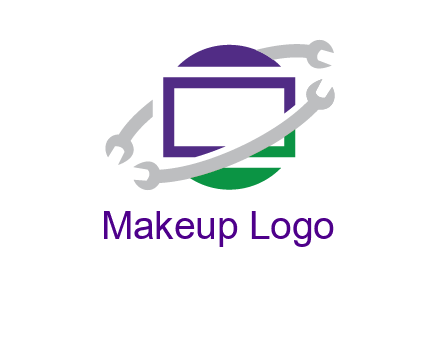 open end wrenches around monitor logo