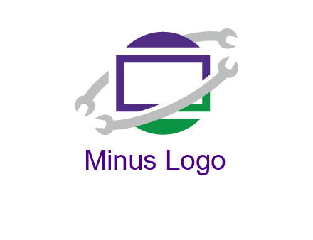 open end wrenches around monitor logo