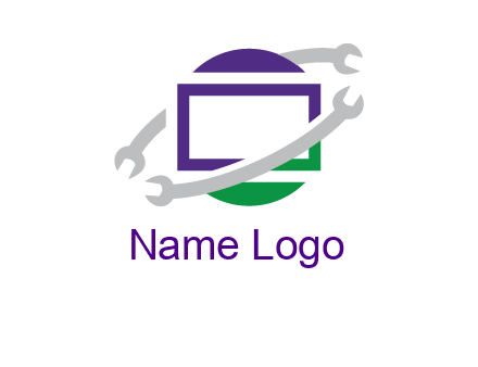 open end wrenches around monitor logo