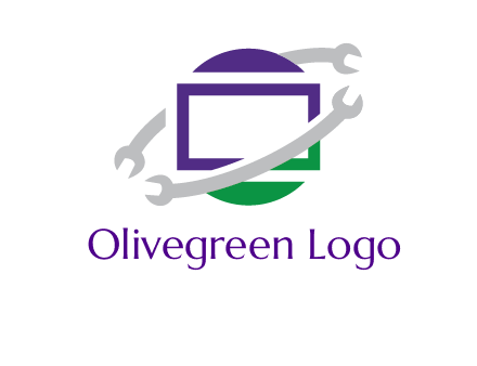 open end wrenches around monitor logo