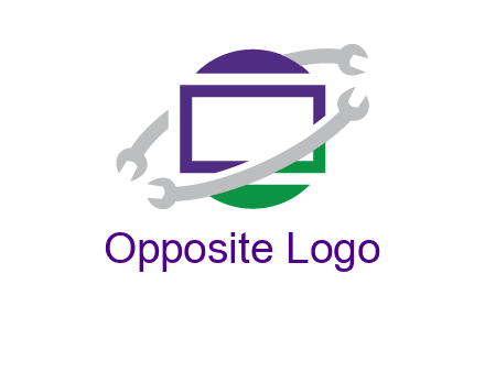 open end wrenches around monitor logo