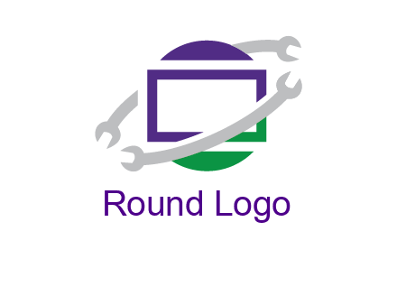 open end wrenches around monitor logo