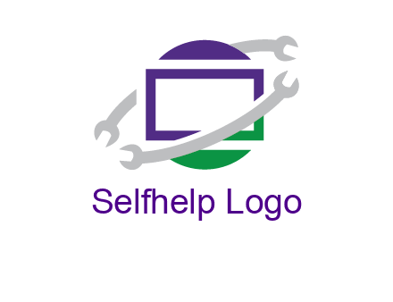 open end wrenches around monitor logo