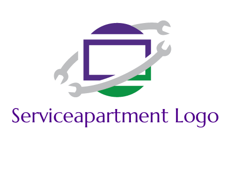 open end wrenches around monitor logo