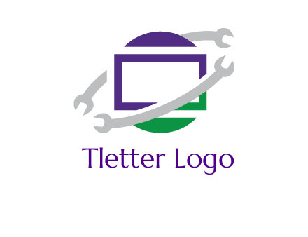 open end wrenches around monitor logo