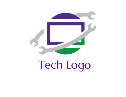 open end wrenches around monitor logo