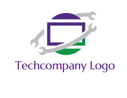 open end wrenches around monitor logo