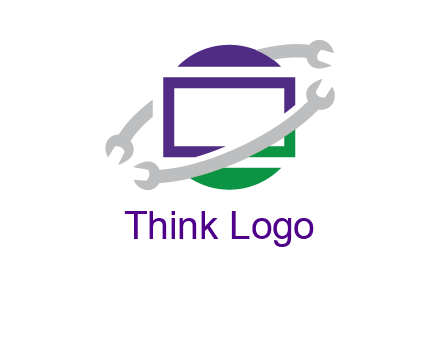 open end wrenches around monitor logo