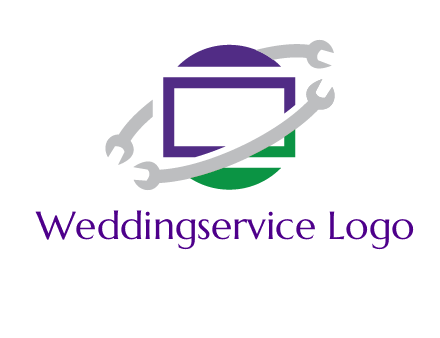 open end wrenches around monitor logo