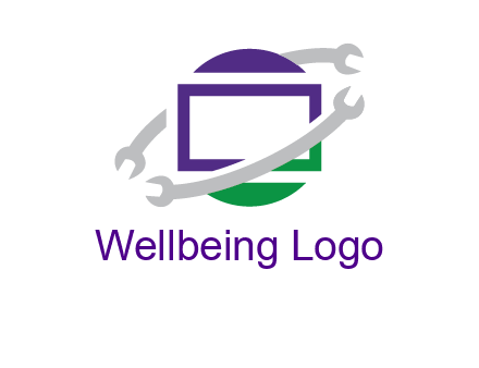 open end wrenches around monitor logo