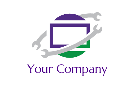 open end wrenches around monitor logo