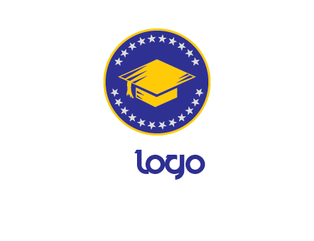 graduation cap inside an emblem