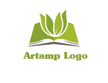 leaves on open book icon