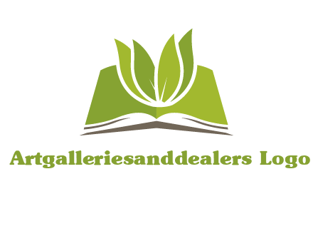 leaves on open book icon