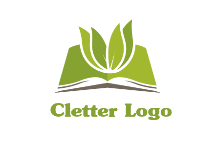 leaves on open book icon