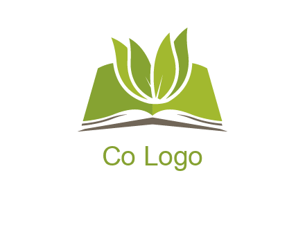 leaves on open book icon