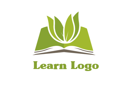 leaves on open book icon