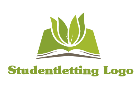 leaves on open book icon