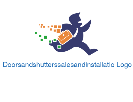 silhouette of a man with briefcase and tie running