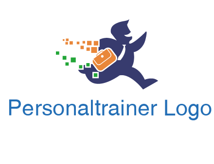silhouette of a man with briefcase and tie running