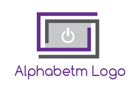 power button inside abstract monitor logo