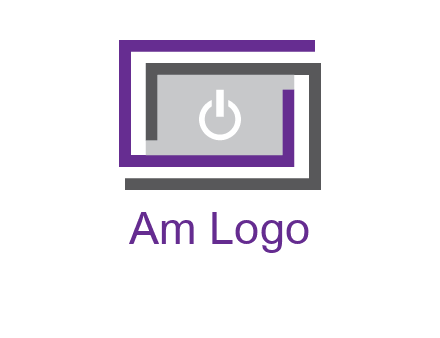 power button inside abstract monitor logo