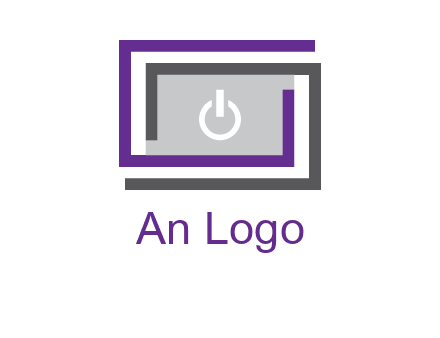 power button inside abstract monitor logo