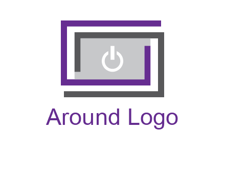 power button inside abstract monitor logo