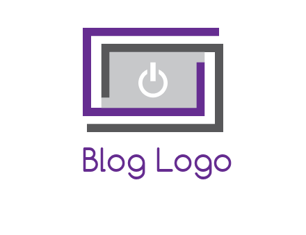 power button inside abstract monitor logo