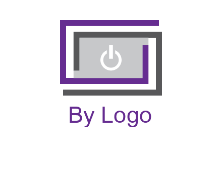 power button inside abstract monitor logo