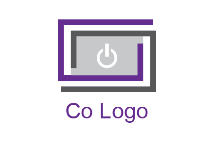 power button inside abstract monitor logo