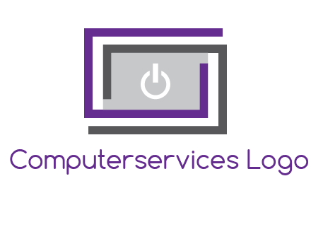power button inside abstract monitor logo