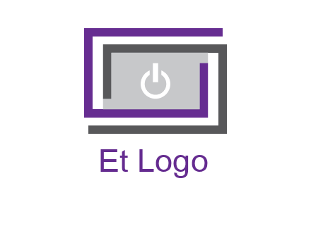 power button inside abstract monitor logo