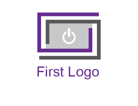 power button inside abstract monitor logo