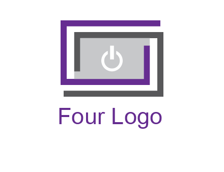 power button inside abstract monitor logo