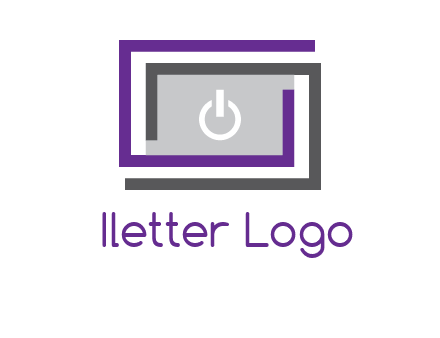 power button inside abstract monitor logo