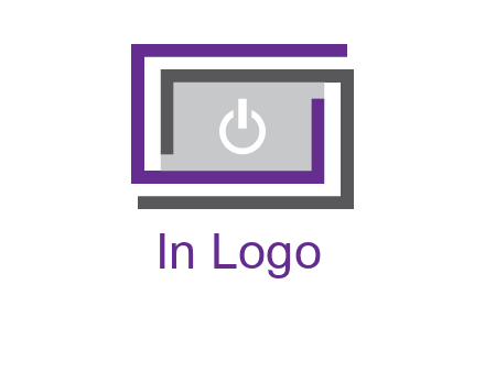 power button inside abstract monitor logo