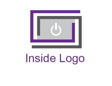 power button inside abstract monitor logo