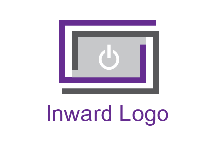 power button inside abstract monitor logo