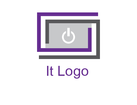 power button inside abstract monitor logo