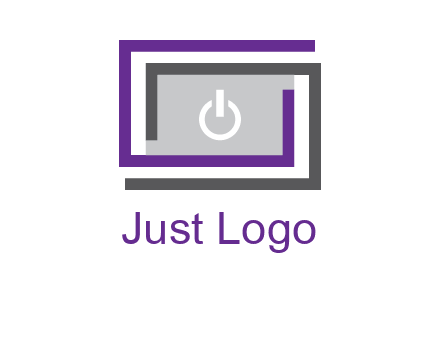 power button inside abstract monitor logo