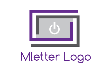 power button inside abstract monitor logo