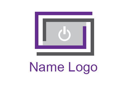 power button inside abstract monitor logo