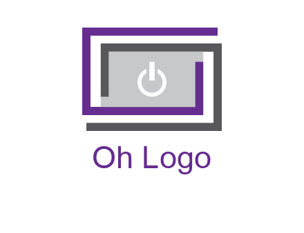 power button inside abstract monitor logo