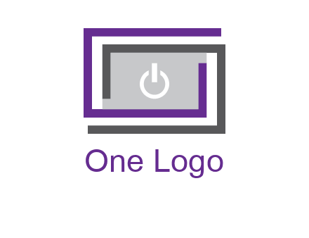 power button inside abstract monitor logo
