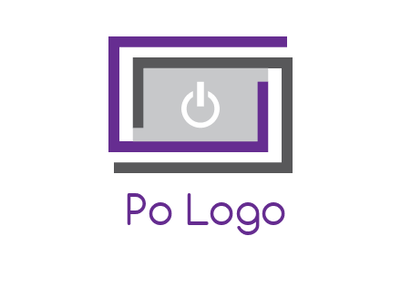 power button inside abstract monitor logo