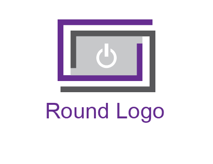 power button inside abstract monitor logo