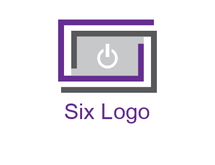 power button inside abstract monitor logo