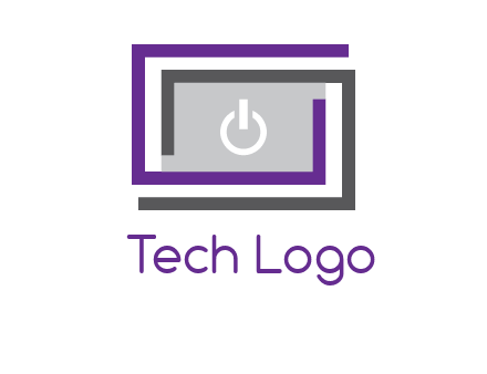 power button inside abstract monitor logo