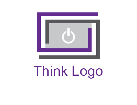power button inside abstract monitor logo
